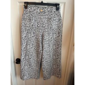 Michael Michael‎ Kors Black White Leopard Print Wide Leg Pants S Petite NWOT